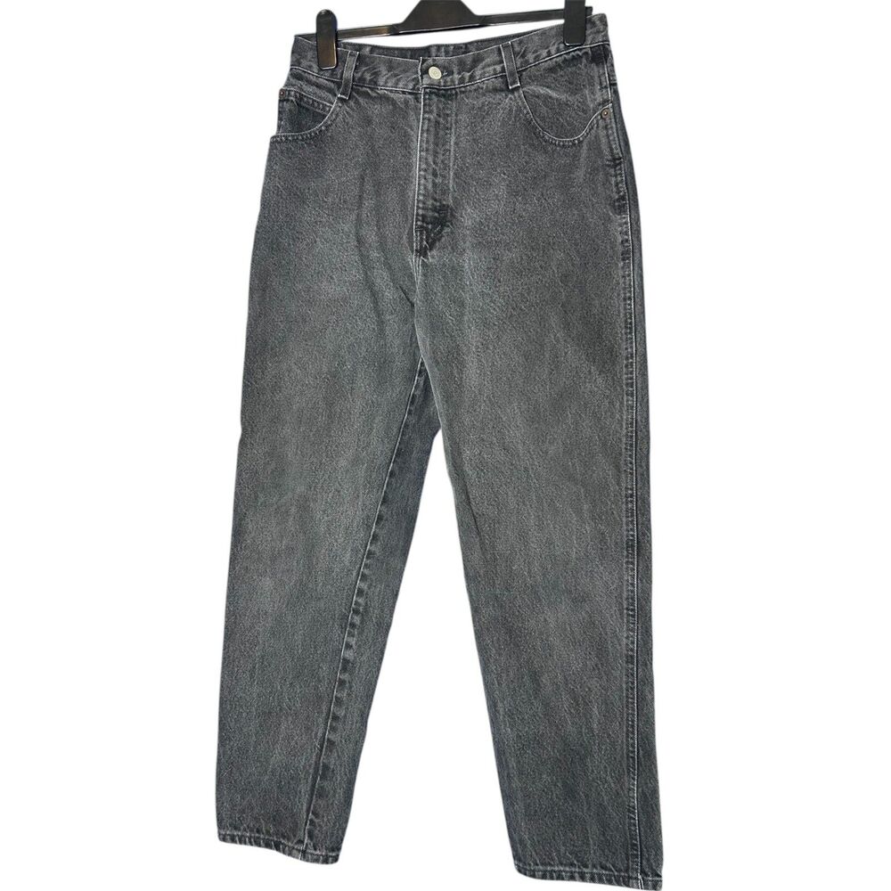 Vtg Gitano Womens Black Straight Leg Jeans Sz 14 Short Cotton Denim Faded 90s - Picture 1 of 8